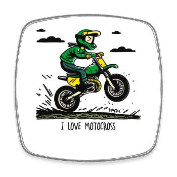 I love motocross - Square fridge magnet - white - Front