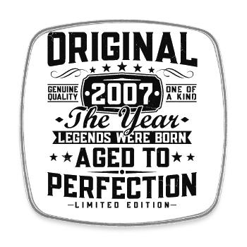 Original 2007 Vintage Vintage Retro Birthday - Square fridge magnet - white - Front