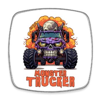 Monster Trucker: Monster Truck Skull - Square fridge magnet - white - Front