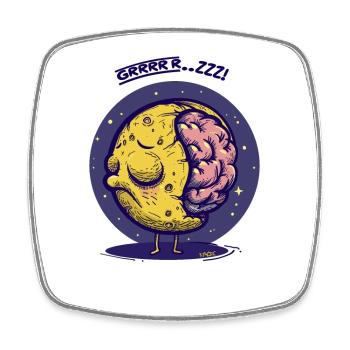 The Sleeping Great Brain of the Moon - Square fridge magnet - white - Front