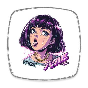 Coquine fille d’anime riche - Magnet carré - blanc - Devant