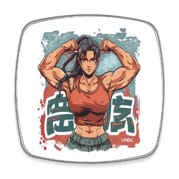 Full Power: Muscular Bodybuilding Girl - Square fridge magnet - white - Front