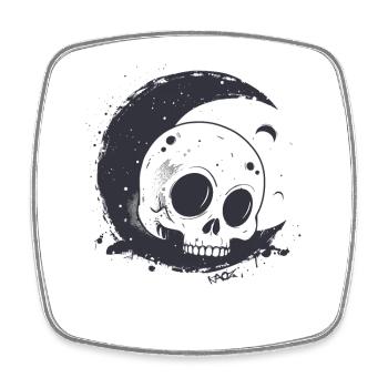 Sleeping skull skull on the moon - Square fridge magnet - white - Front