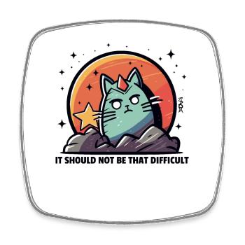 Shouldn't be so hard: Mesmerizing Cat - Square fridge magnet - white - Front