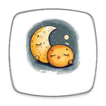 Sleepy Cookie and Moon - Square fridge magnet - white - Front