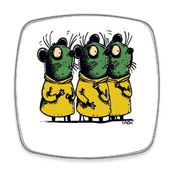 Drei coole Cartoon-Ratten schockiert und verwirrt - Viereckiger Kühlschrankmagnet - Weiß - Vorne