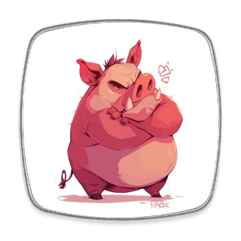 Angry and offended pig - Square fridge magnet - white - Front