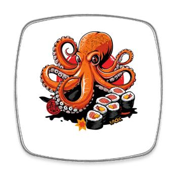 Lustige japanische Oktopus Sushi - Viereckiger Kühlschrankmagnet - Weiß - Vorne