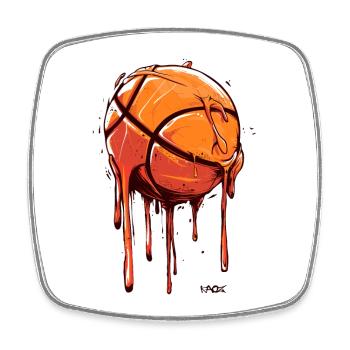 Ballon de basket rétro vintage - Magnet carré - blanc - Devant