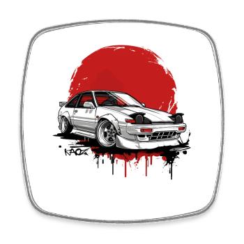 Cool Old School Japanese Flag JDM Car - Square fridge magnet - white - Front
