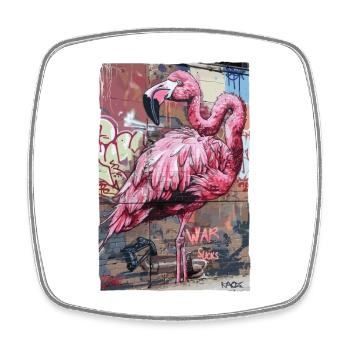 Flamant rose : la guerre est ennuyeuse - Magnet carré - blanc - Devant
