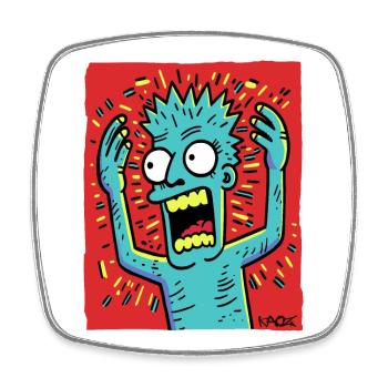 liebe es, lass es und schreie: Ein Pop-Art Cartoon - Viereckiger Kühlschrankmagnet - Weiß - Vorne