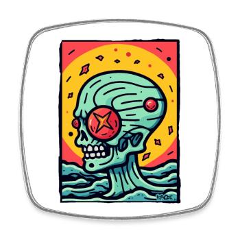 Super cool abstract colorful skull - Square fridge magnet - white - Front