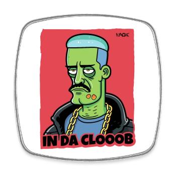 Funny Cool Gang Guy Cartoon in Club - Square fridge magnet - white - Front