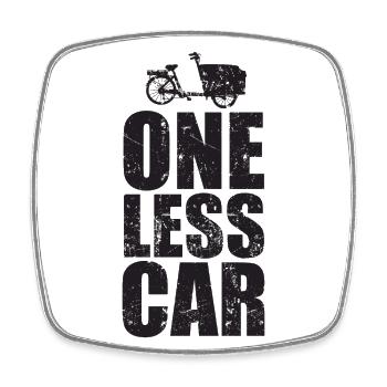One Car Less Bike Vintage Cargo Bike - Magnet carré - blanc - Devant