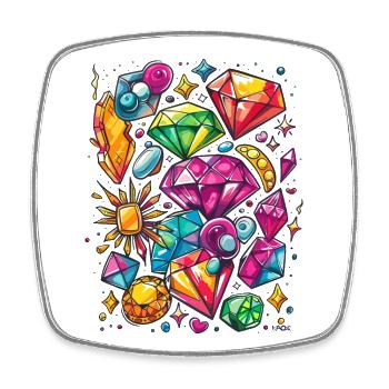 Bijoux et bijoux : diamants et rubis - Magnet carré - blanc - Devant
