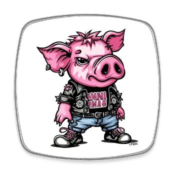 Das Punk Schwein - Viereckiger Kühlschrankmagnet - Weiß - Vorne