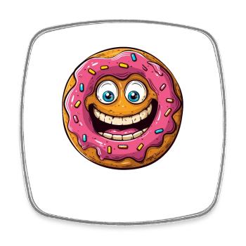 Verrückter Lustiger Donut - Viereckiger Kühlschrankmagnet - Weiß - Vorne