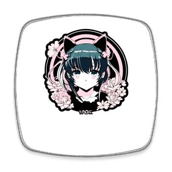 Super süßes Emblem des Anime-Mädchen-Idols - Viereckiger Kühlschrankmagnet - Weiß - Vorne