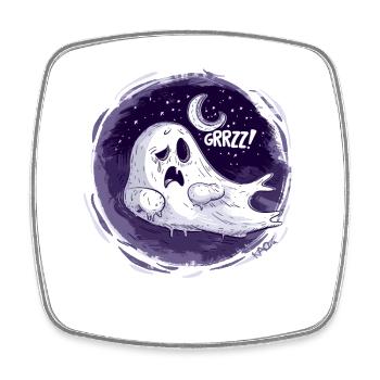 Fantôme endormi sur la Lune - Magnet carré - blanc - Devant