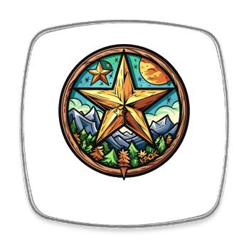 Nature: Stars above mountains, trees and sky - Square fridge magnet - white - Front