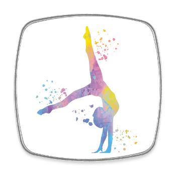 Gymnaste avec clubs de gymnastique rythmique - Magnet carré - blanc - Devant