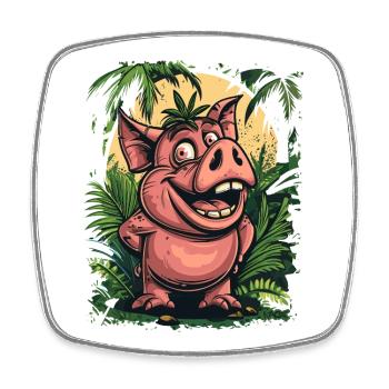 Drôle de cochon de forêt de la jungle heureux - Magnet carré - blanc - Devant