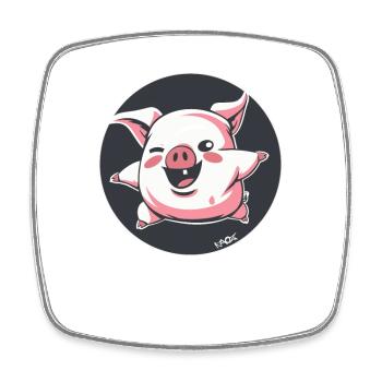 Lustiges glückliches Schinken-Speck-Schwein - Viereckiger Kühlschrankmagnet - Weiß - Vorne