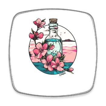 Pink Flowers: Beautiful Nature in a Bottle - Square fridge magnet - white - Front