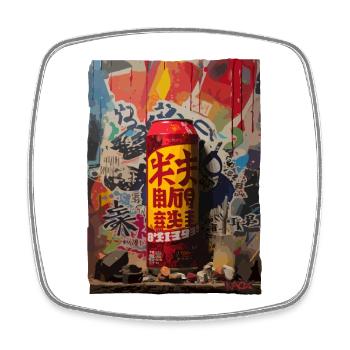 Japanische Straßenkunst: Soda-Dose - Viereckiger Kühlschrankmagnet - Weiß - Vorne