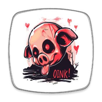 Nosferatu-Vampir-Zombie-Schweinchen, Oink! - Viereckiger Kühlschrankmagnet - Weiß - Vorne