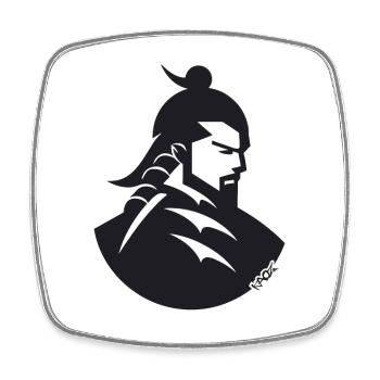 A Japanese Samurai Shogun - Square fridge magnet - white - Front