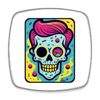 Funny, Cool Pop Art Skull Skull - Square fridge magnet - white - Front