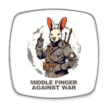 Paramedic Rabbit : La guerre fait un doigt d’honneur à mon majeur - Magnet carré - blanc - Devant