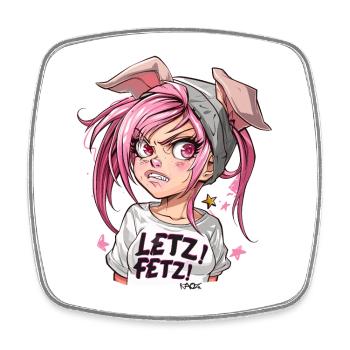Self-confident and strong, cool pig girl - Square fridge magnet - white - Front