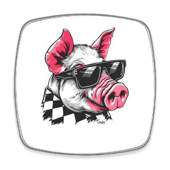 Cool Sunglasses Wearing Pig - Square fridge magnet - white - Front