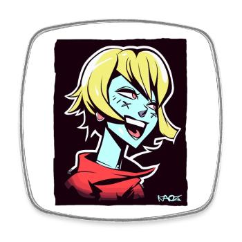 Fille d’anime cool et heureuse - Magnet carré - blanc - Devant