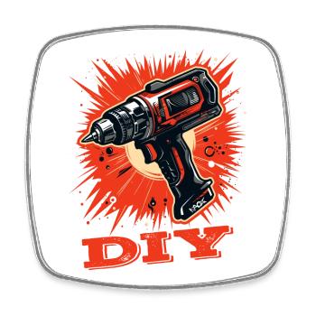 Do It Yourself: Cordless screwdriver, craftsman - Square fridge magnet - white - Front
