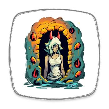 Devil Dungeon Girl - Magnet carré - blanc - Devant