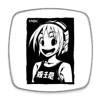 Cheerful anime girl - Square fridge magnet - white - Front