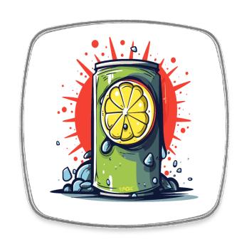 Erfrischende Dose Limonaden-Soda für den Sommer - Viereckiger Kühlschrankmagnet - Weiß - Vorne
