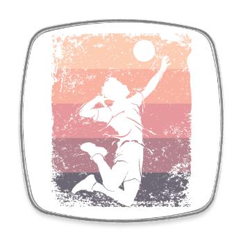 Volleyball Player Retro Beach Volleyball - Square fridge magnet - white - Front