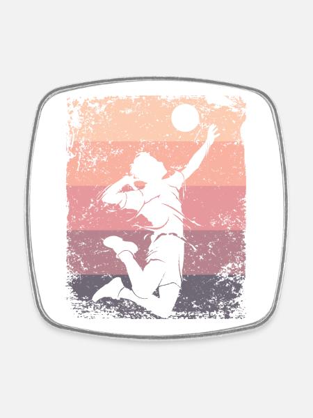 Volleyball Spieler Retro Beach Volleyball - Viereckiger Kühlschrankmagnet - Weiß