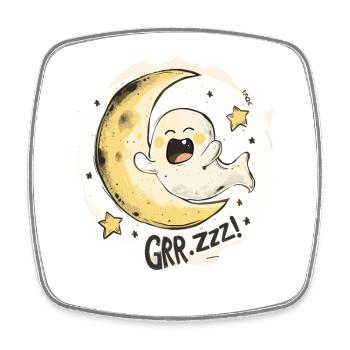 Cute Sleepy Ghost: Moon and Stars - Square fridge magnet - white - Front