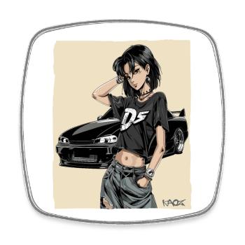 Anime Driver: Japanese JDM Car - Square fridge magnet - white - Front
