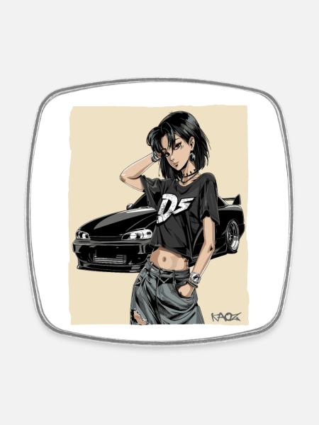 Anime Driver: Japanese JDM Car - Square fridge magnet - white