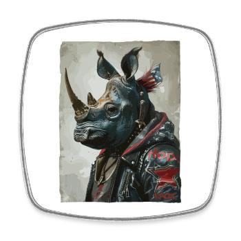 Patriotic Punk Rhinoceros - Square fridge magnet - white - Front