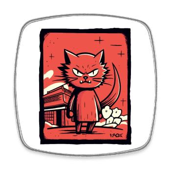 No Joy Angry, Funny Japanese Cat - Square fridge magnet - white - Front