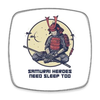 Samurai hero needs sleep - Square fridge magnet - white - Front