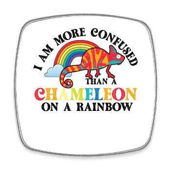 I'm more confused than a chameleon - Square fridge magnet - white - Front